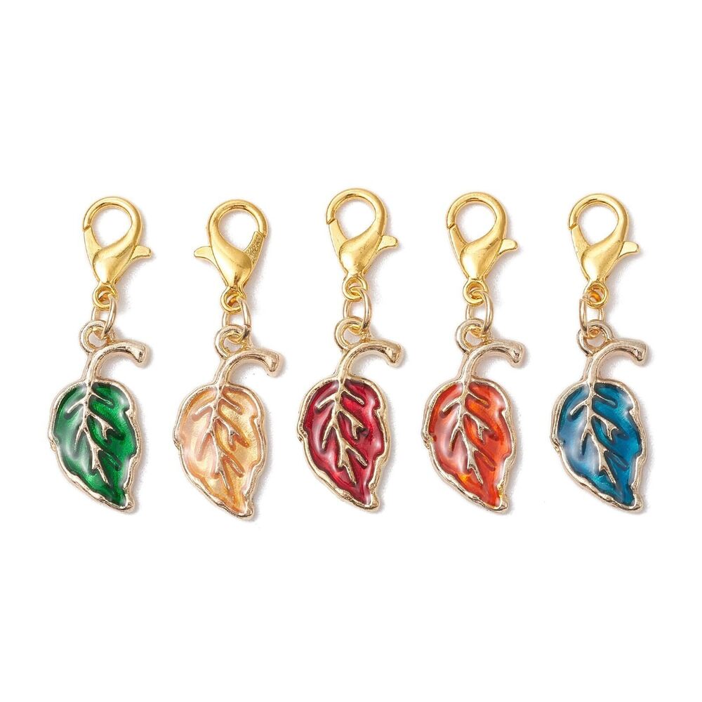 6910 100 pcs Colorful Leaf Theme Enamel Alloy Clip on Charms Tree Leaves